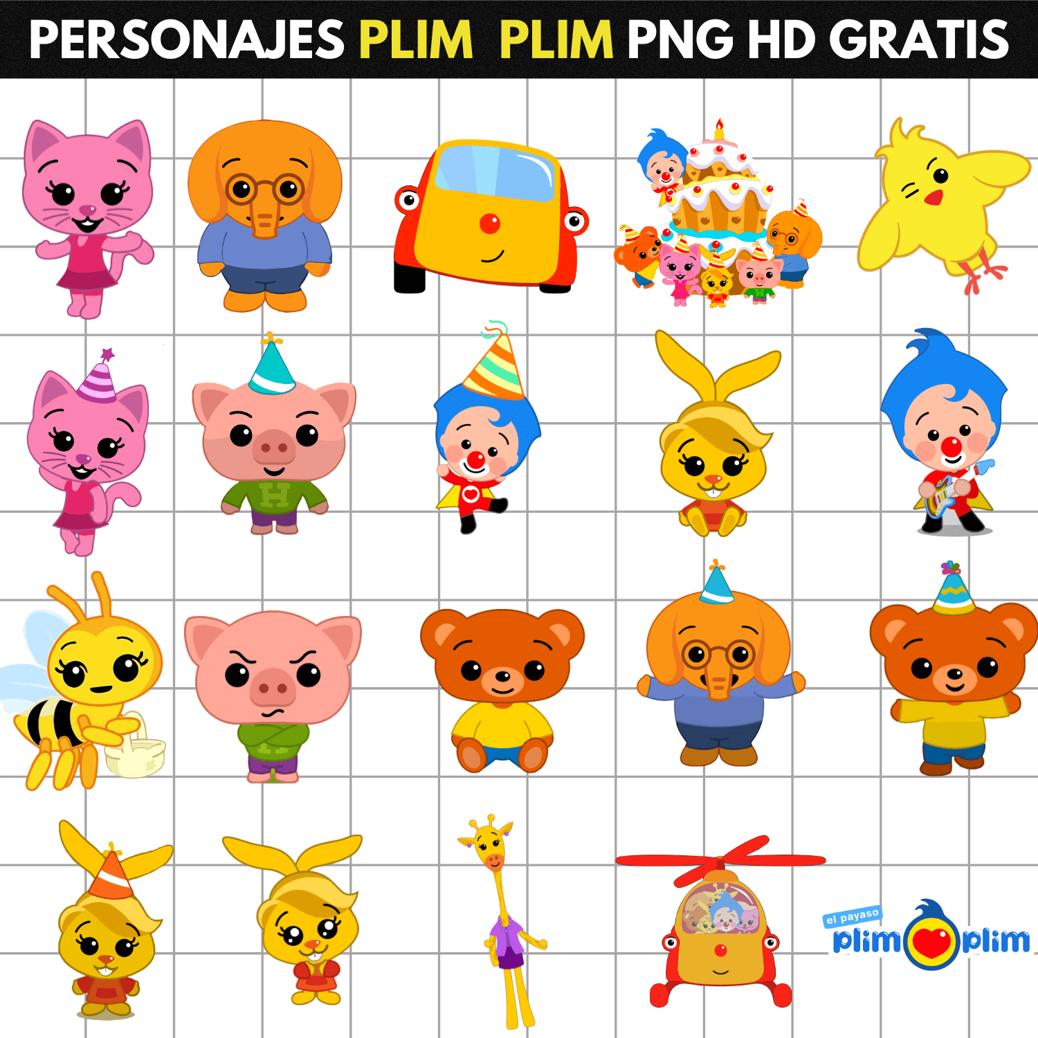 personajes de plim plim sin fondo